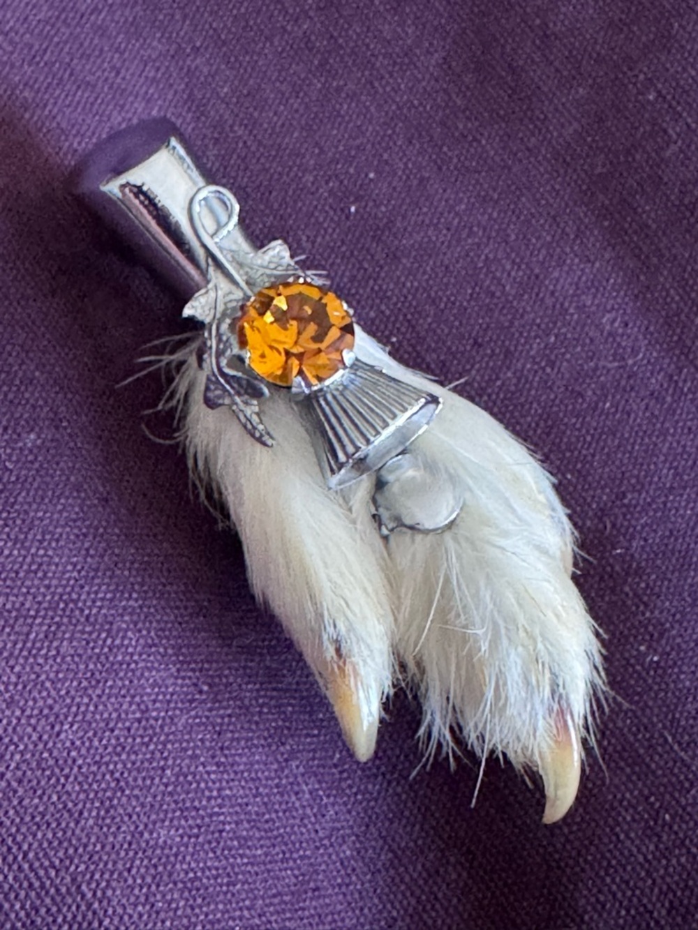 Vintage Scottish kilt pin grouse foot good luck hunting charm